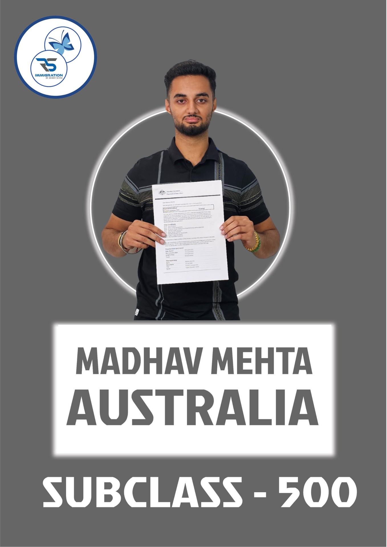 Madhav Mehta — Student Visa · Subclass 500