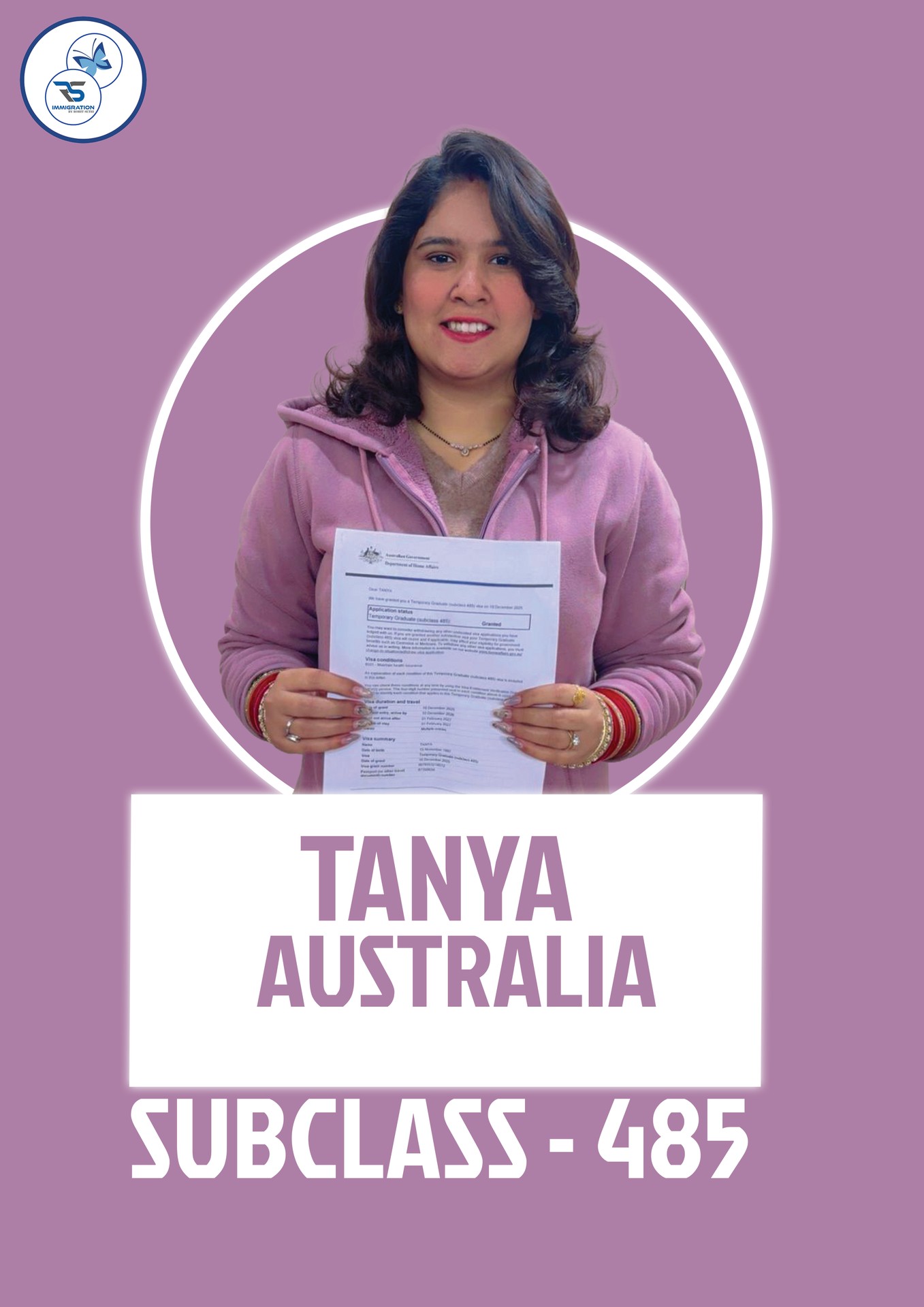Tanya — Temporary Graduate · Subclass 485