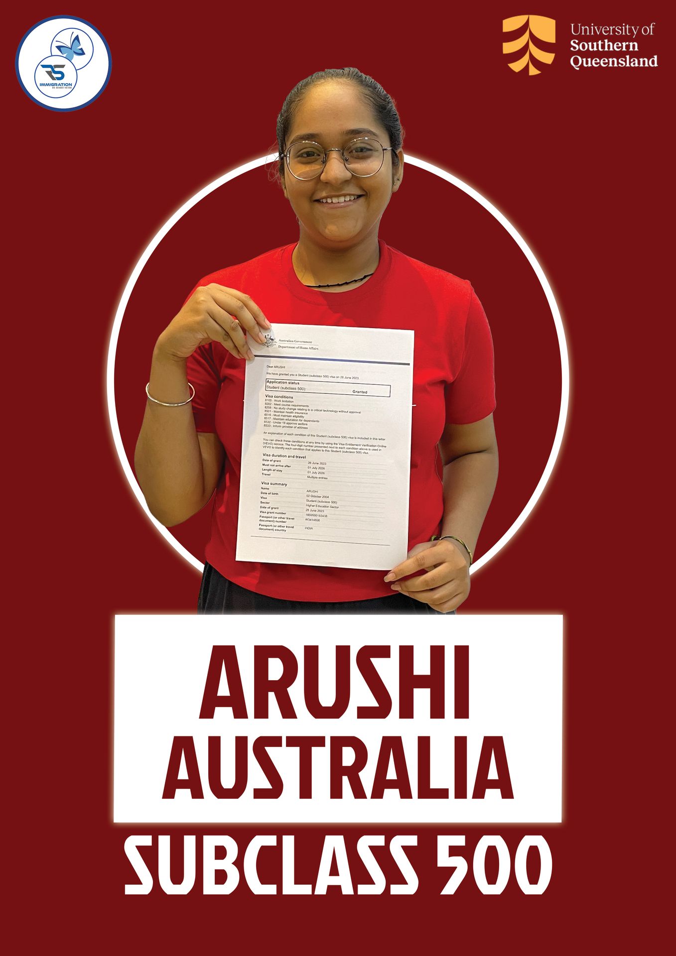 Arushi — Student Visa · Subclass 500