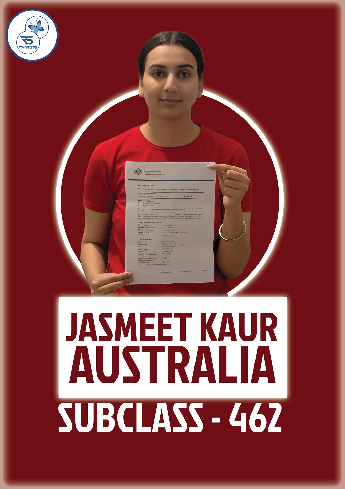 Jasmeet Kaur — Work & Holiday · Subclass 462